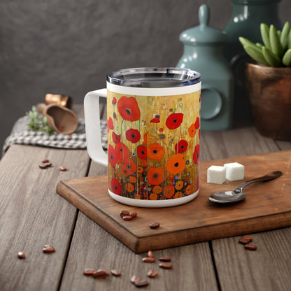 Vienna Secession Inspiration: Gustav Klimt Poppies Insulated Coffee Mug