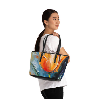 Orange Tulip Magic on PU Leather Shoulder Bag: A Blossoming Artistic Delight
