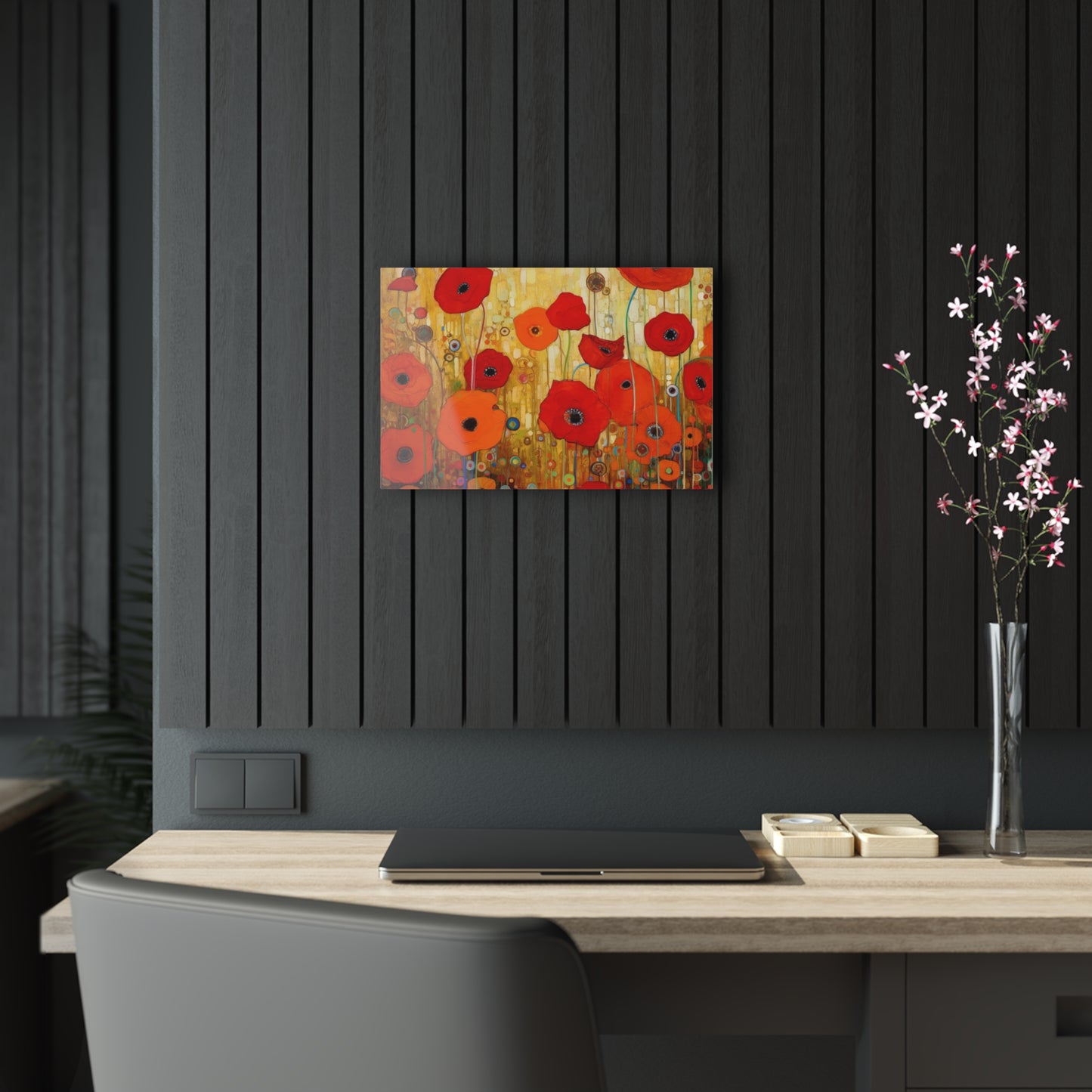 Floral Symphony: Acrylic Prints showcasing Gustav Klimt's Poppies in Art Nouveau