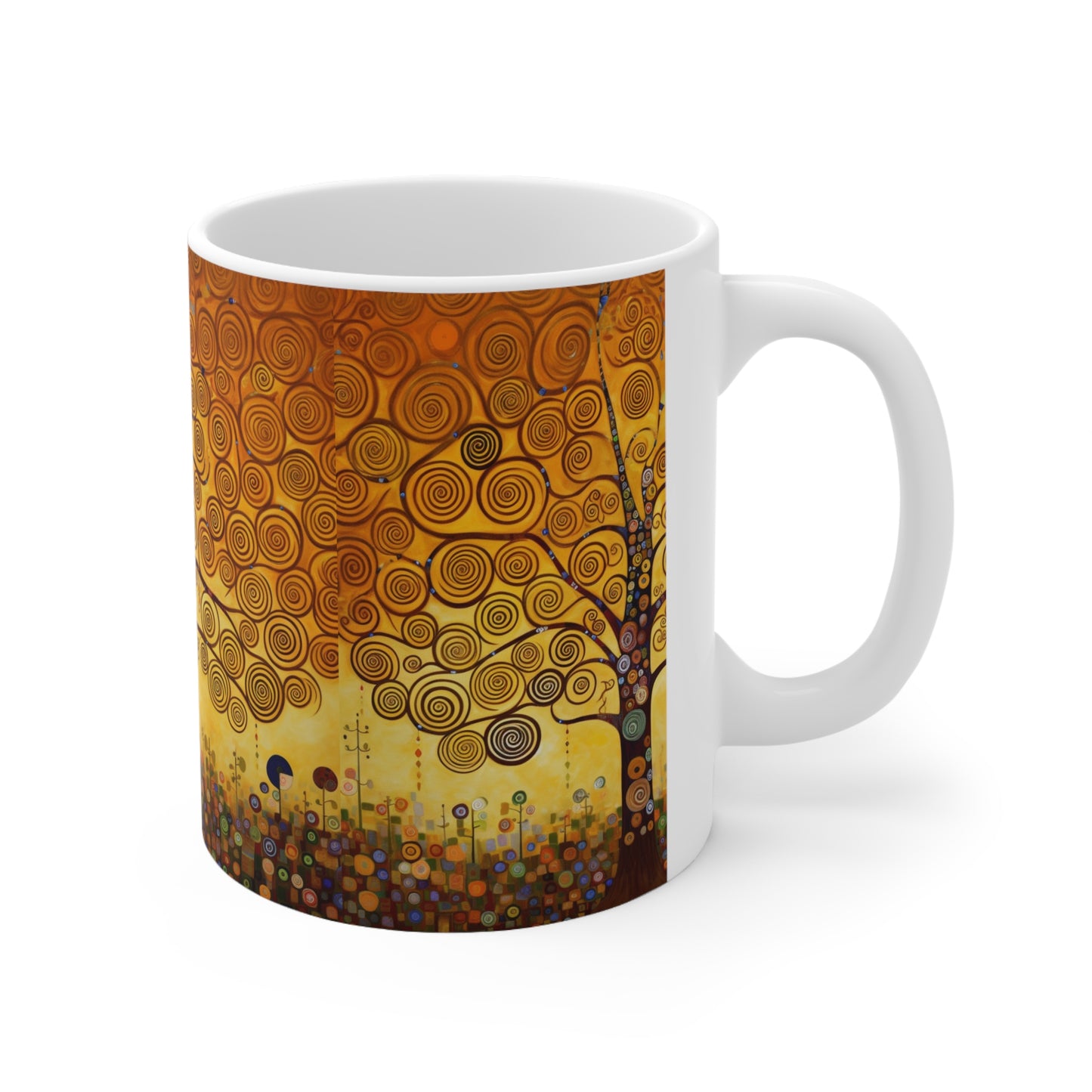 Symbolic Harmony: Gustav Klimt Tree of Life Ceramic Mug, Embrace Artistic Elegance