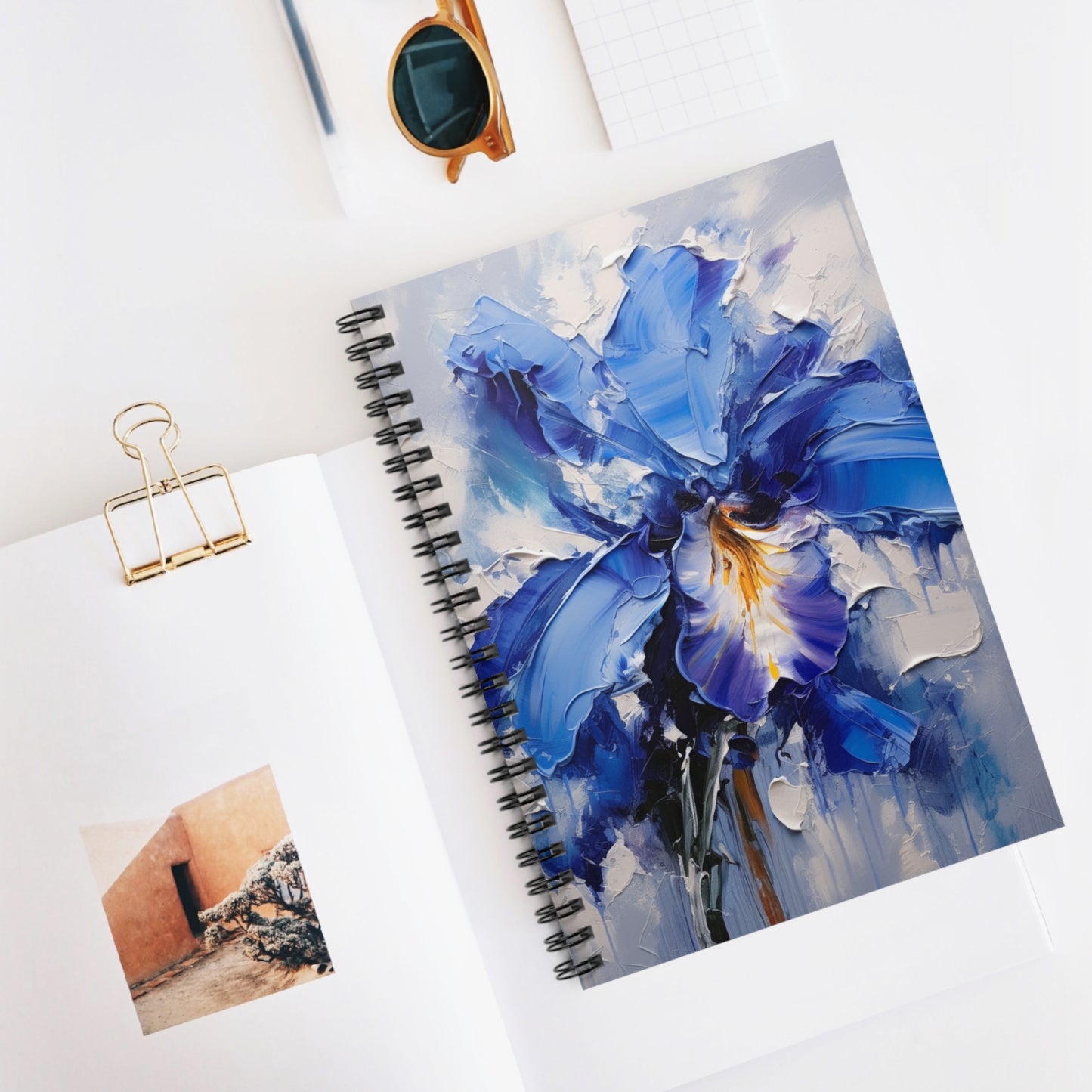 Blue Orchid Serenity: Abstract Oil Paintings Spiral Notebook Ruled Collection