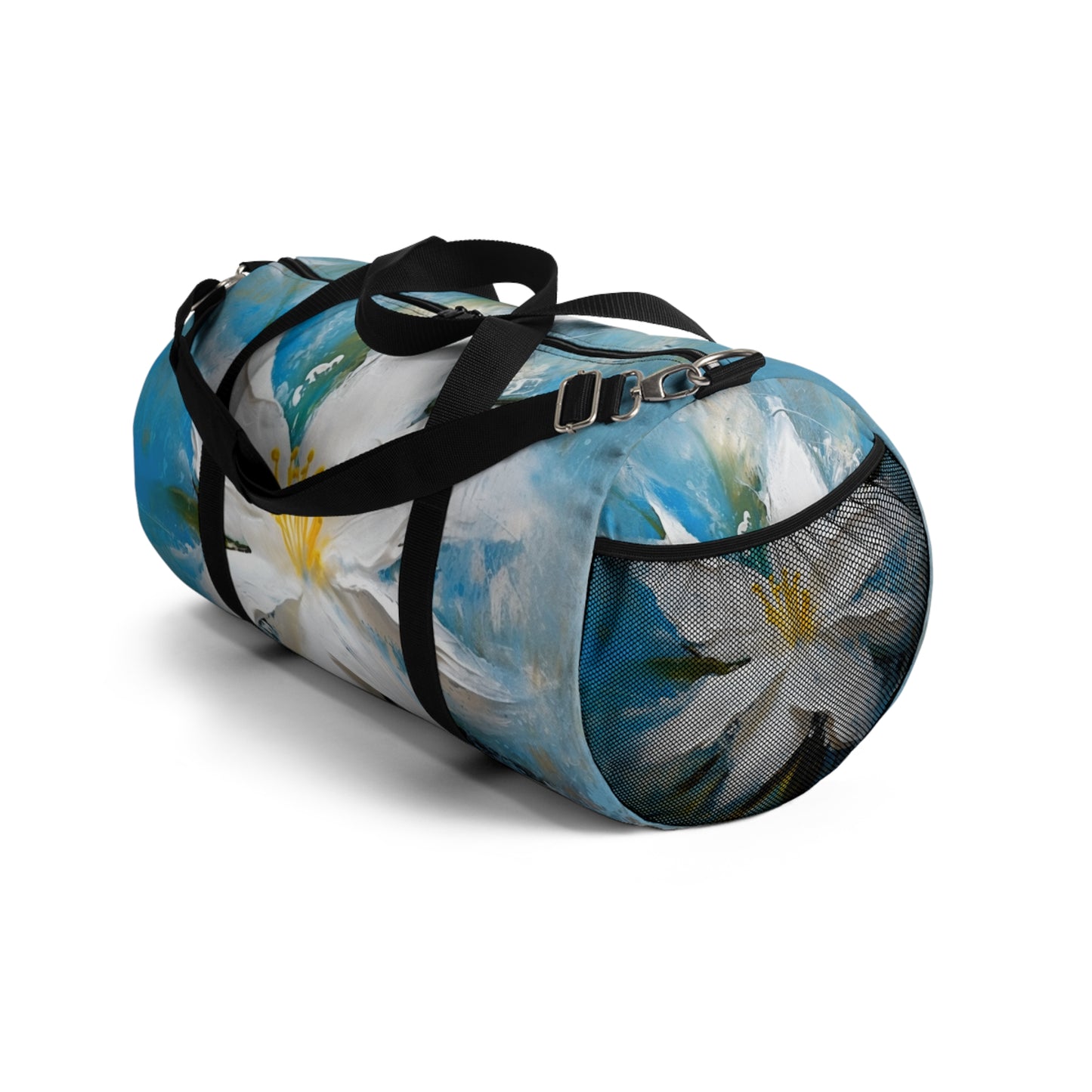 Ethereal Elegance: Duffel Bag featuring an Abstract Oil Painting of Jasmine
