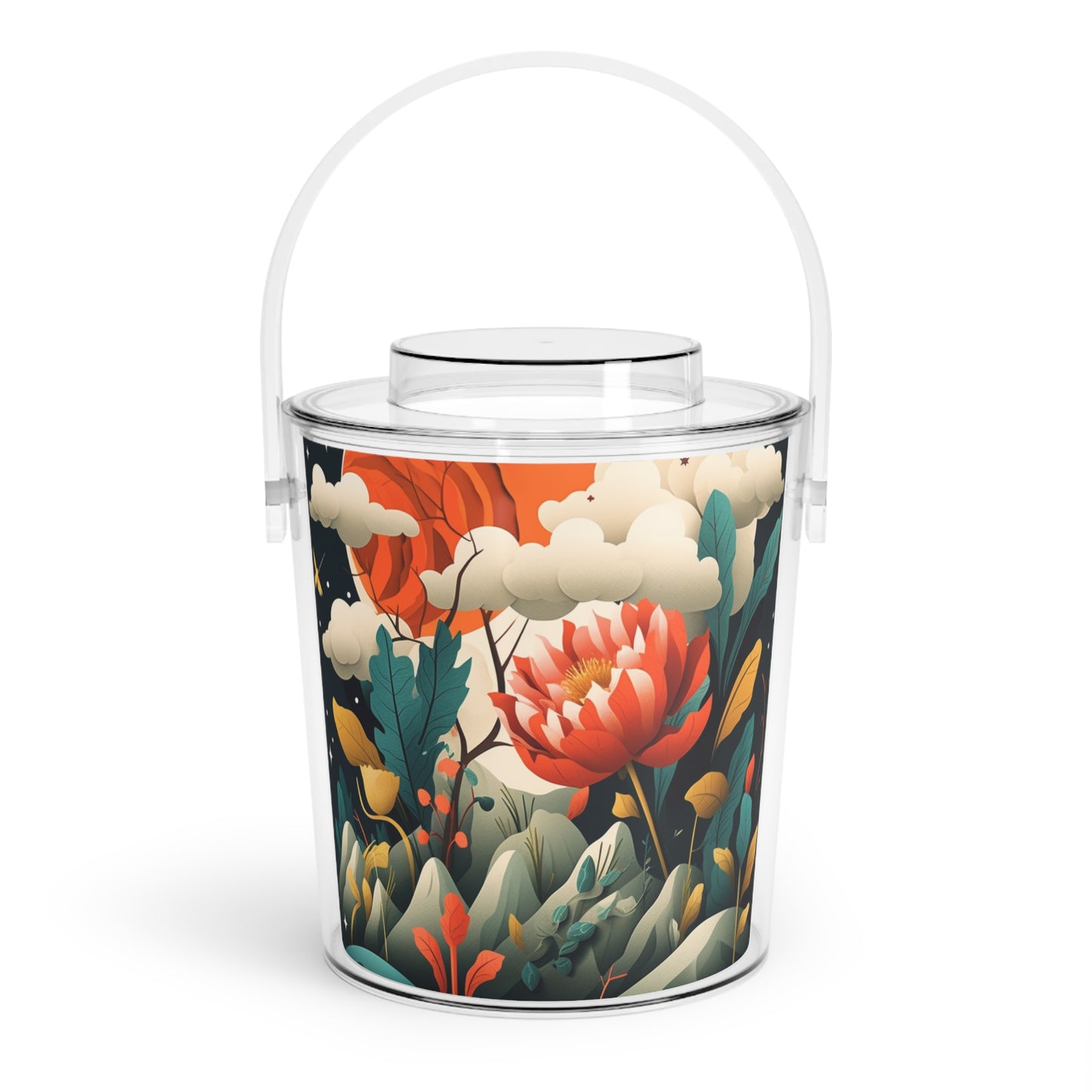 Simplicity Redefined: Minimalist Midcentury Modern Ice Bucket with Tongs with Scandinavian Influence