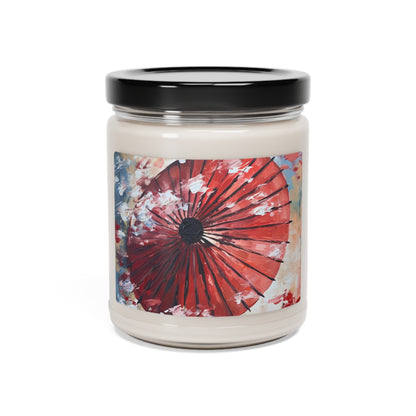 Abstract Japanese Umbrella Painting Scented Soy Candle