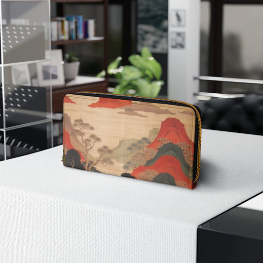 Custom Japanese Tapestry on a Zipper Wallet - Unique Artistic Expression
