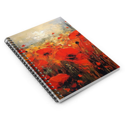 Whimsical Poppy Art on Spiral Notebook