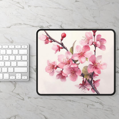 Artistic Flourish: Floral Watercolor Cherry Blossom Gaming Mouse Pad