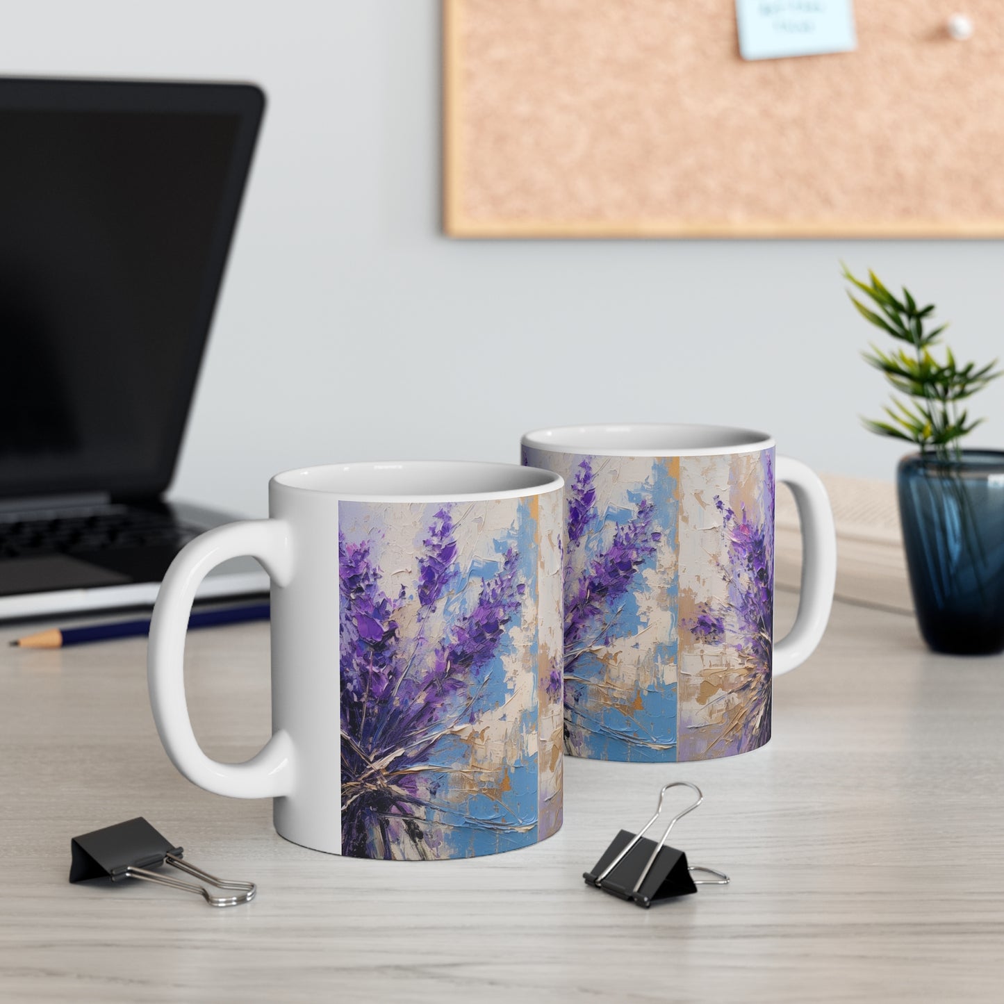 Vibrant Lavender Art on Ceramic Mug: A Floral Delight for Your Senses