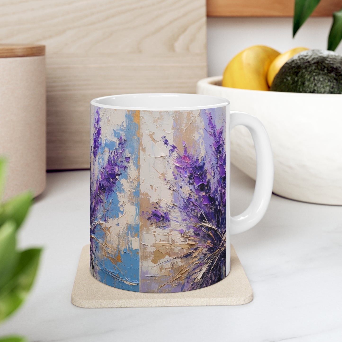 Vibrant Lavender Art on Ceramic Mug: A Floral Delight for Your Senses