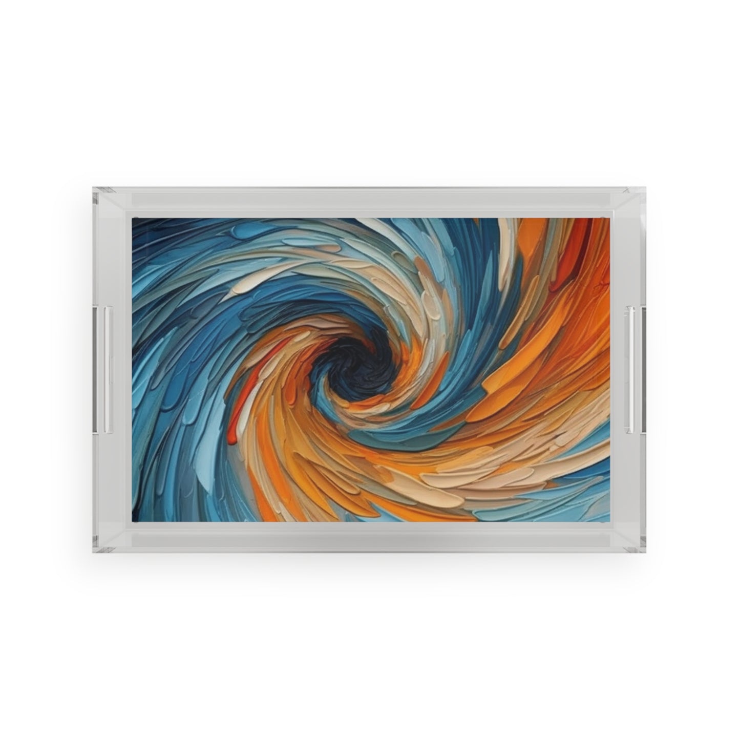 Vintage Fusion: Abstract Art and Midcentury Modern Acrylic Serving Tray for Retro Charm