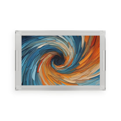 Vintage Fusion: Abstract Art and Midcentury Modern Acrylic Serving Tray for Retro Charm