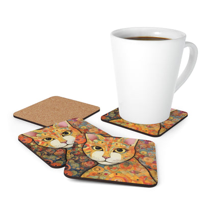 Art Nouveau Revival: Klimt-Inspired Corkwood Coaster Set