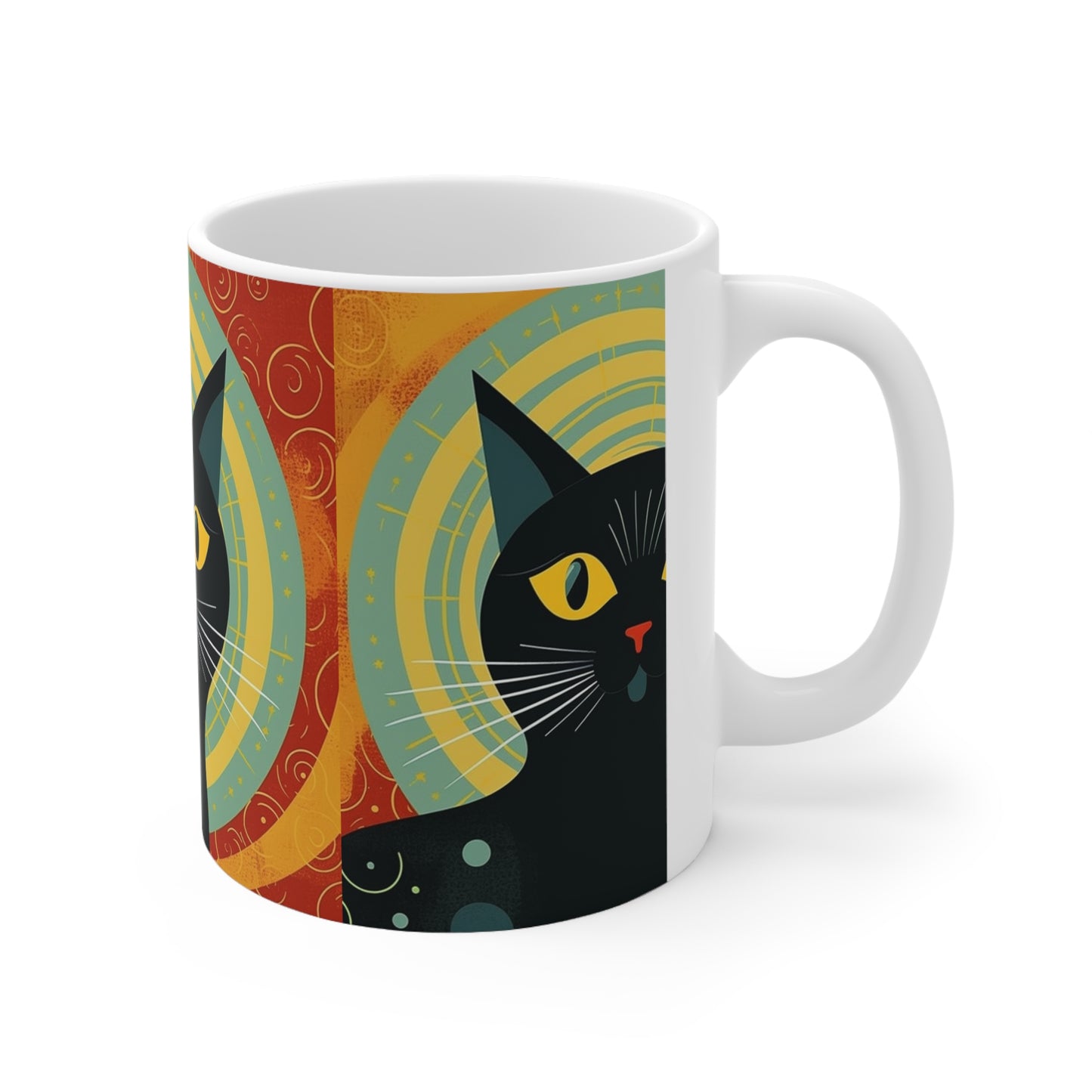 Timeless Whiskers: 1950s and 1960s Fashion-Inspired Cat Mug