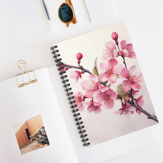 Cherry Blossom Delight: Floral Watercolor Spiral Notebook