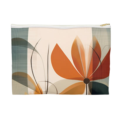 Botanical Chic: Flower Drawings and Minimalist Accessory Pouch Design with Midcentury Flair