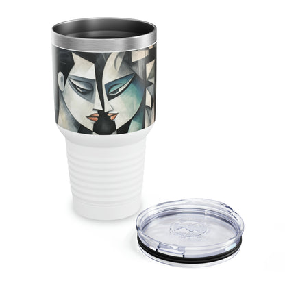 Artistic Finesse: Ringneck Tumbler with Cubist Art, Sip with Abstract Flair and Artistic Precision