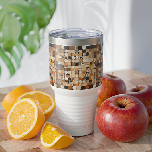 Geometric Elegance: Circular Artistry on a Ringneck Tumbler