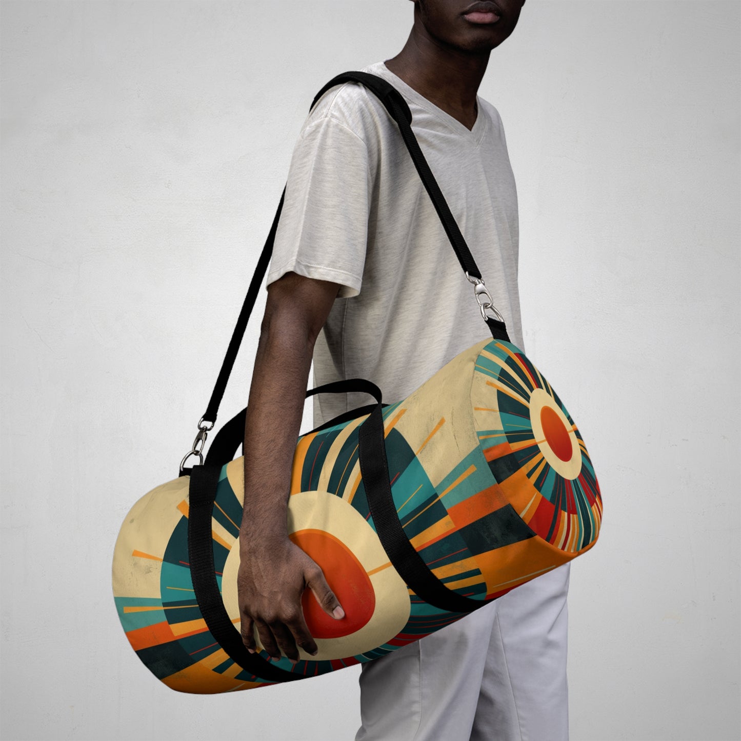 Minimalist Sunshine: Midcentury Modern Sun Duffel Bag