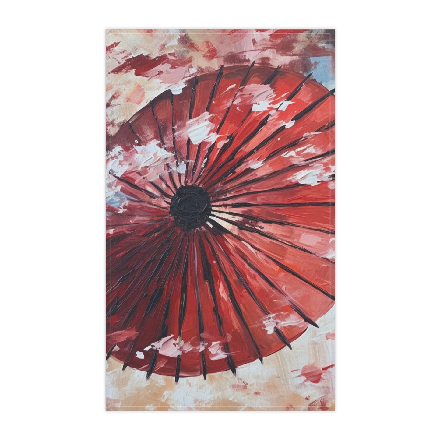 Abstract Japanese Umbrella Painting Kitchen Towel: Unleashing Artistic Beauty