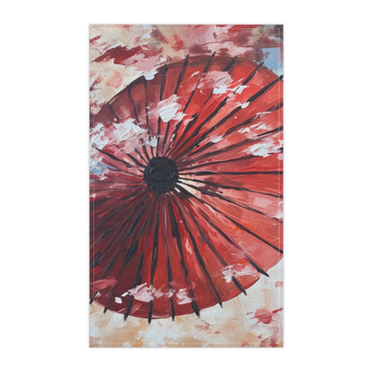 Abstract Japanese Umbrella Painting Kitchen Towel: Unleashing Artistic Beauty