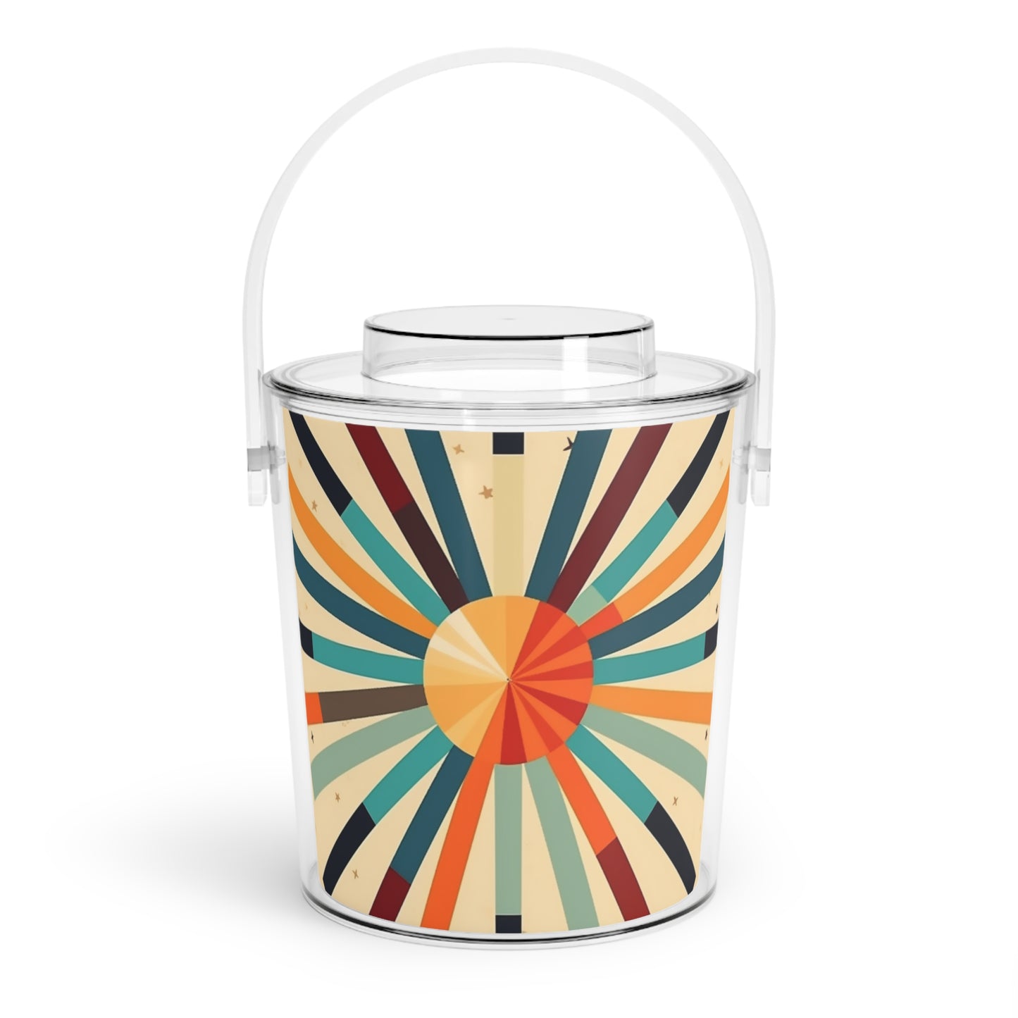 Artistic Abstractions: Starburst Candy Colored Ice Bucket with Tongs for Modern Abstract Art Lovers