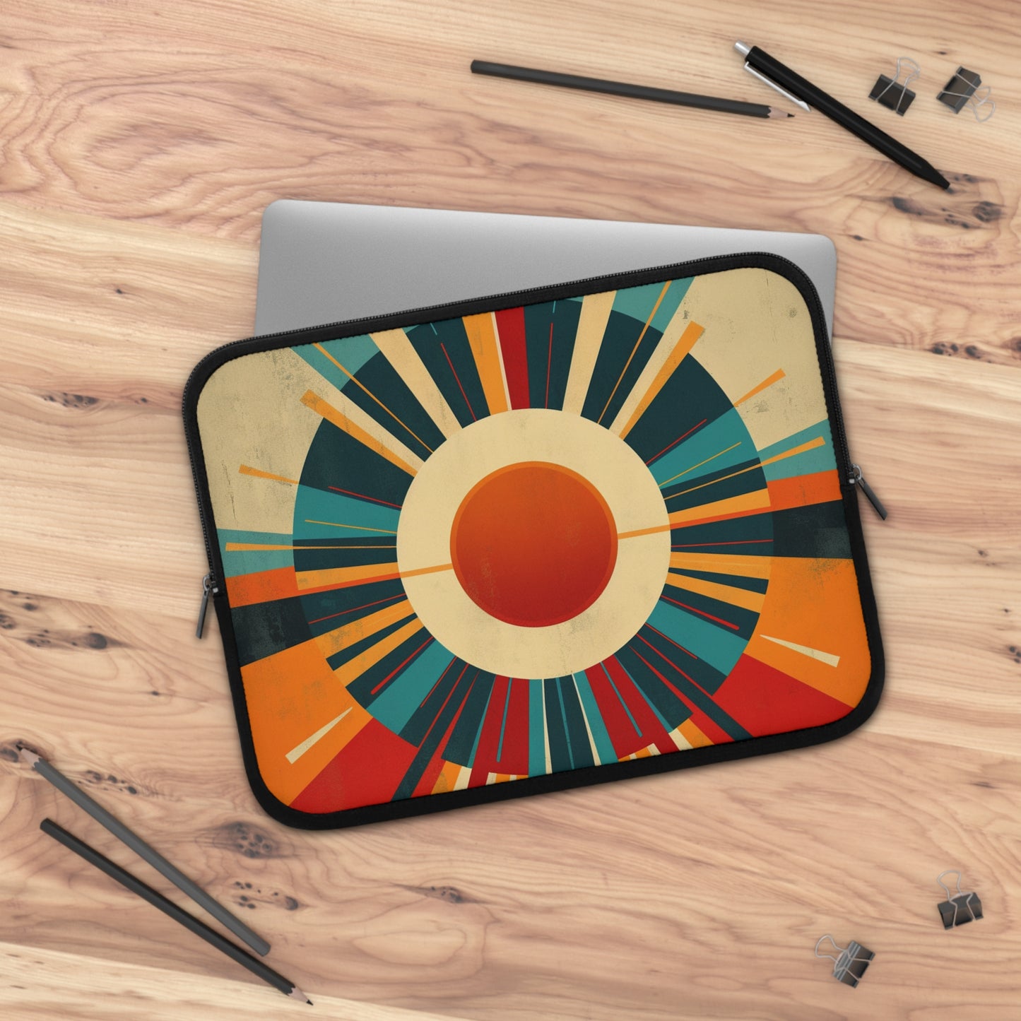 Minimalist Sunshine: Midcentury Modern Sun Laptop Sleeve