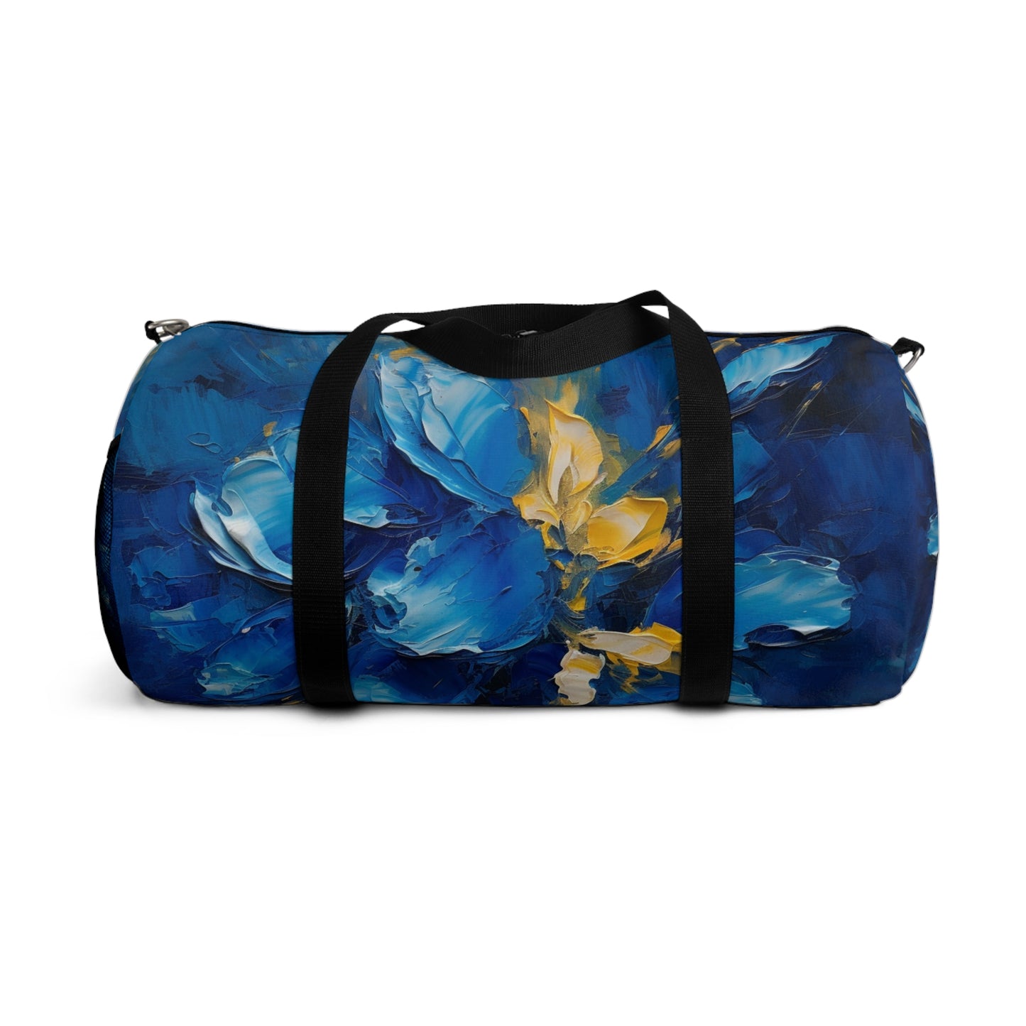 Abstract Wallpaper Duffel Bag: Immersive Floral Beauty with Blue Orchid Motif