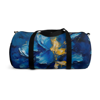 Abstract Wallpaper Duffel Bag: Immersive Floral Beauty with Blue Orchid Motif