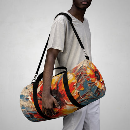 Poppy Symphony: Duffel Bag with Abstract Floral Artwork