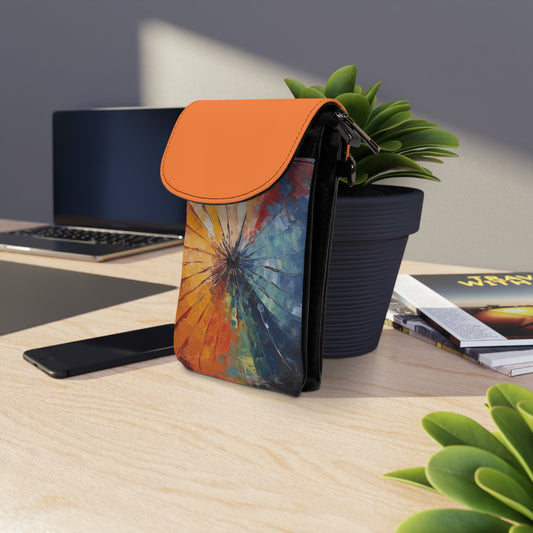 Abstract Art Small Cell Phone Wallet: Japanese Umbrella, A Reflection of Creativity