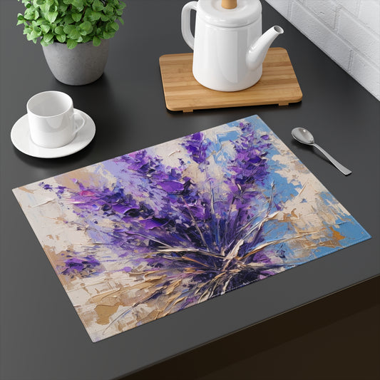 Vibrant Lavender Art on Placemat: A Floral Delight for Your Senses