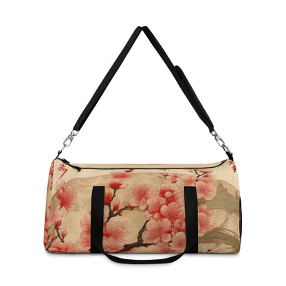 Whimsical Blossom Dreams: Duffel Bag with Delightful Flower Drawings and Cherry Blossoms