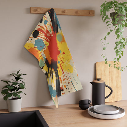 Abstract Harmony: Luminous Brushwork Kitchen Towel
