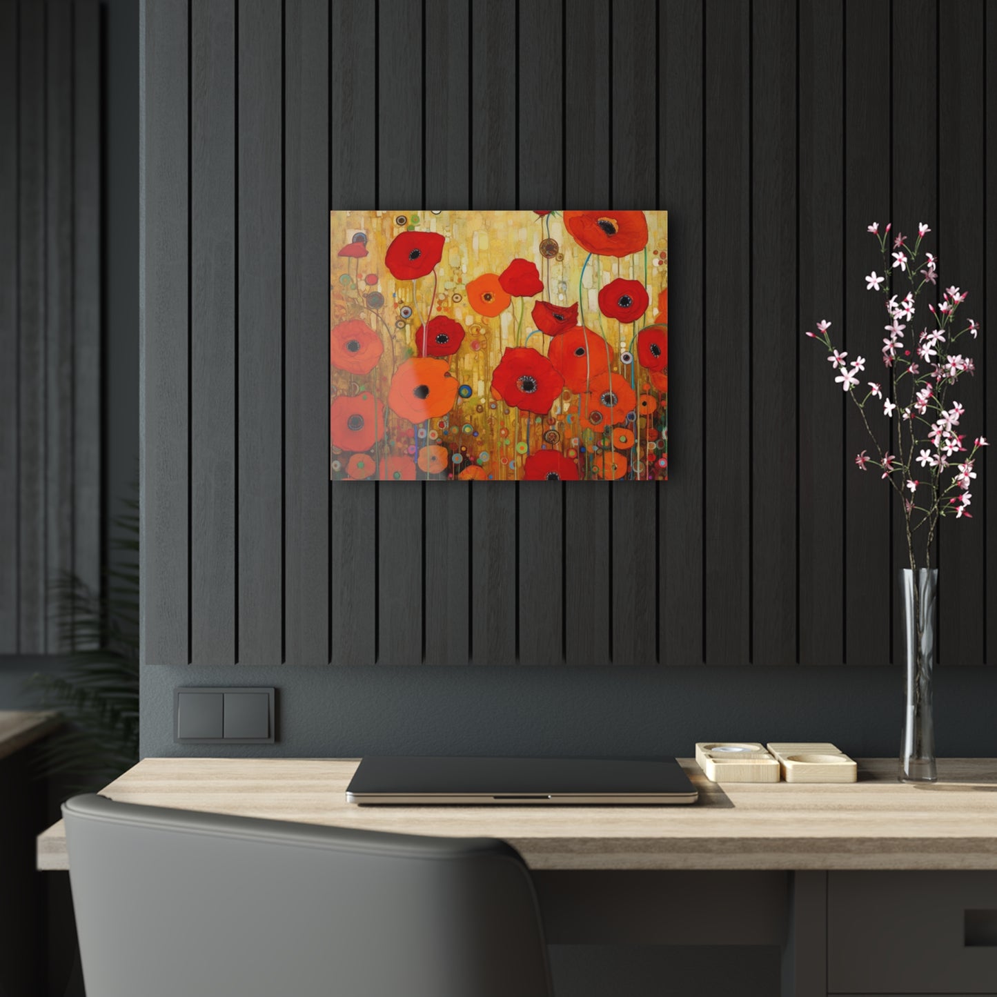 Floral Symphony: Acrylic Prints showcasing Gustav Klimt's Poppies in Art Nouveau