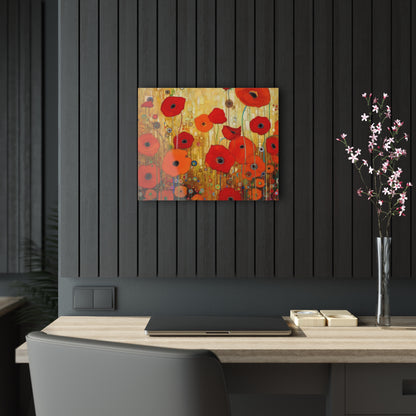 Floral Symphony: Acrylic Prints showcasing Gustav Klimt's Poppies in Art Nouveau