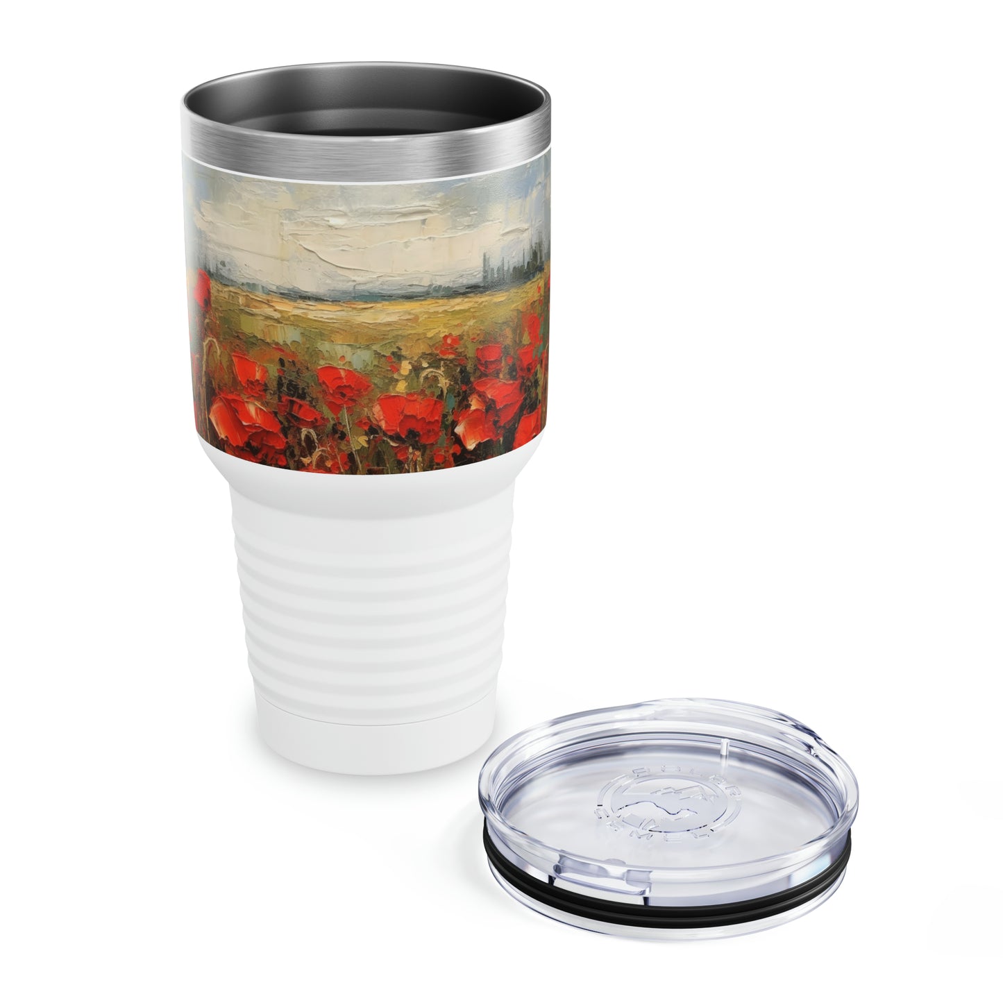 Abstract Poppy Fields: Ringneck Tumbler for Artistic Inspiration