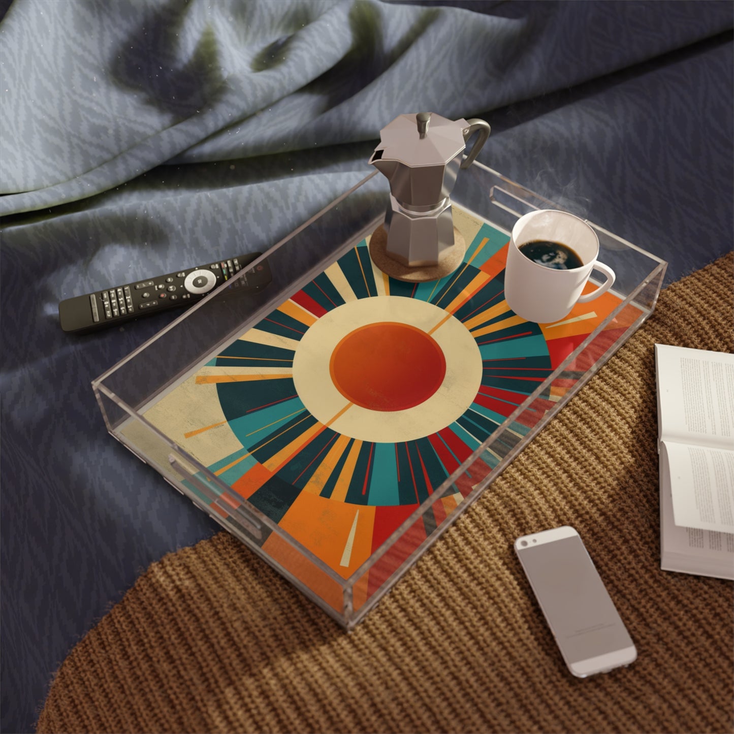 Minimalist Sunshine: Midcentury Modern Sun Acrylic Serving Tray