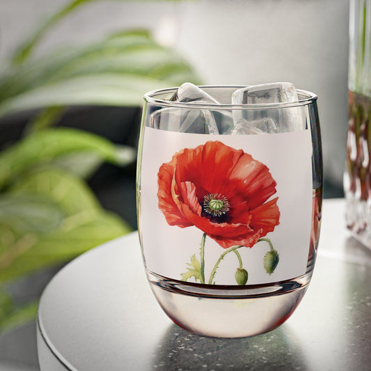 Vibrant Watercolor Poppy Whiskey Glass: Beauty of Nature