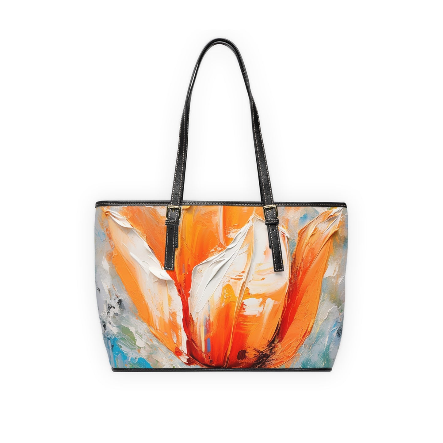 PU Leather Shoulder Bag with Vibrant Orange Tulip: Embrace the Beauty of Nature