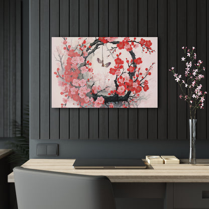 Cherry Blossom Delight: Acrylic Prints Adorned with Intricate Flower Drawings and Artistry