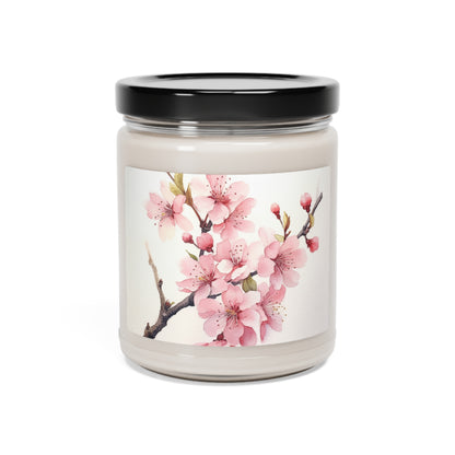 Watercolor Cherry Blossom Scented Soy Candle