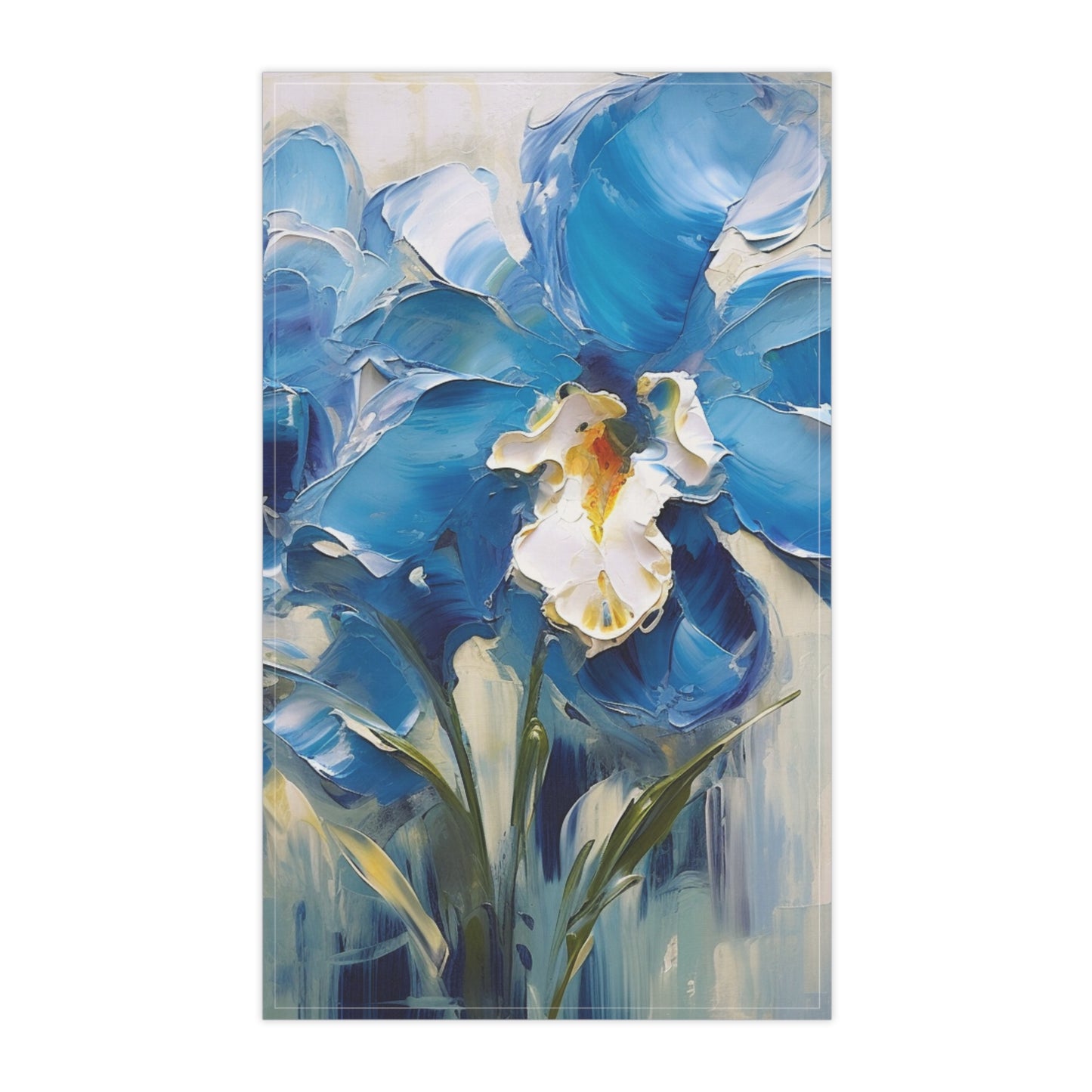 Embrace Artistic Expression with Blue Orchid Abstract Painting Kitchen Towel