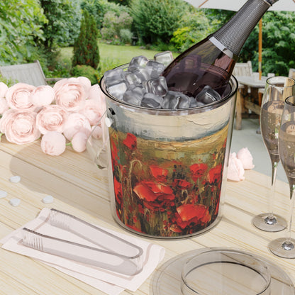 Abstract Poppy Fields: Ice Bucket with Tongs for Artistic Inspiration