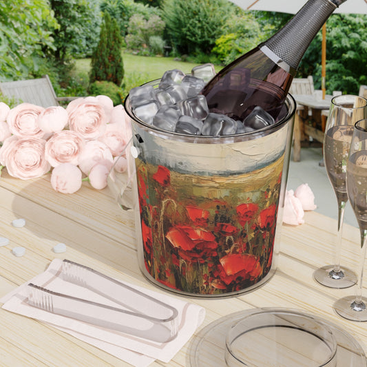 Abstract Poppy Fields: Ice Bucket with Tongs for Artistic Inspiration