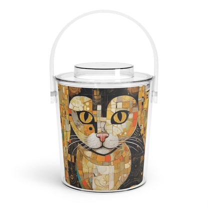 Modern Art Fusion: Vienna Secession Ice Bucket with Tongs