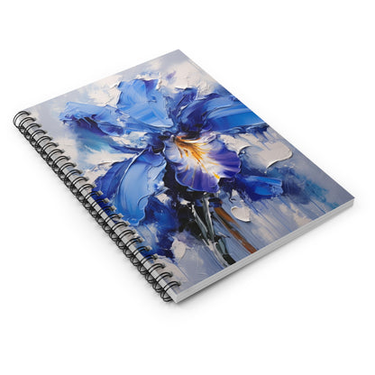 Blue Orchid Serenity: Abstract Oil Paintings Spiral Notebook Ruled Collection