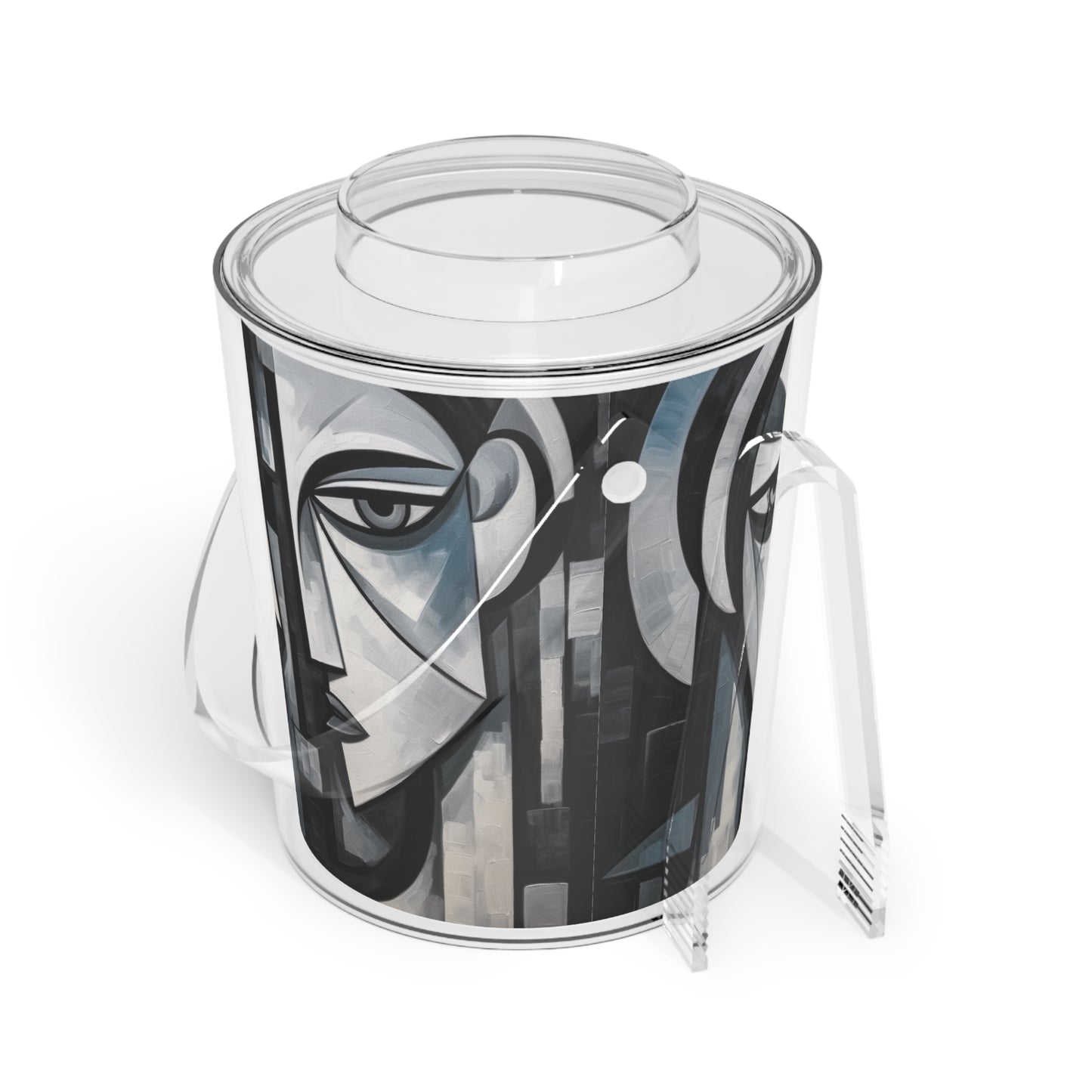 Cubist Paintings Ice Bucket with Tongs: Captivating Brush Strokes in Every Refreshing Drink