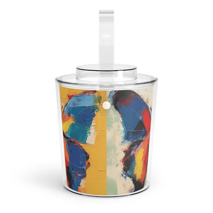 Painting with a Twist: Abstract Butterfly Ice Bucket with Tongs
