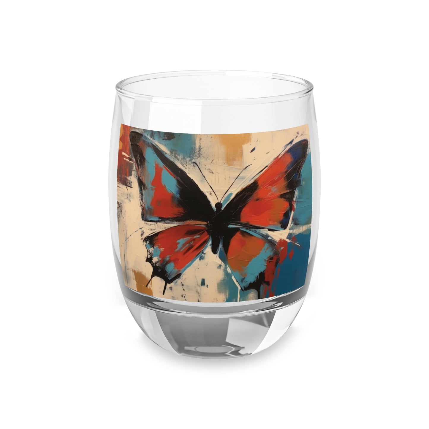 Whiskey Glass with Bauhaus-Inspired Butterfly: Embrace the Subtle Elegance of Nature