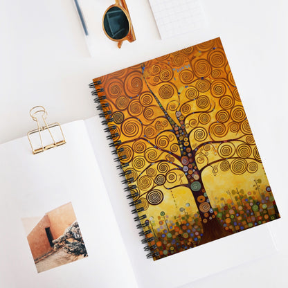 Symbolic Harmony: Gustav Klimt Tree of Life Spiral Notebook, Embrace Artistic Elegance